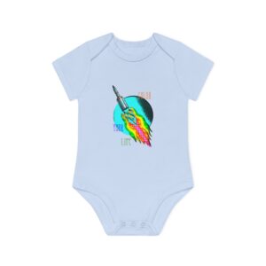 Body bébé bio manches courtes - Fusée design coloré