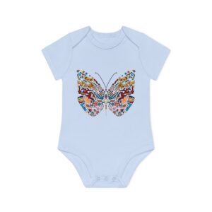 Body bébé bio manches courtes - Papillon coloré