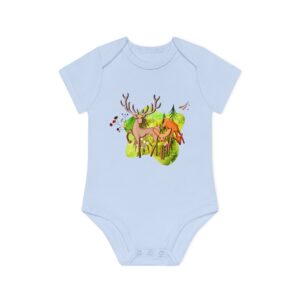 Body bébé bio manches courtes - Famille de cerfs forêt