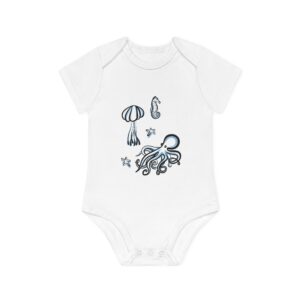 Body bébé bio manches courtes - Animaux marins épuré