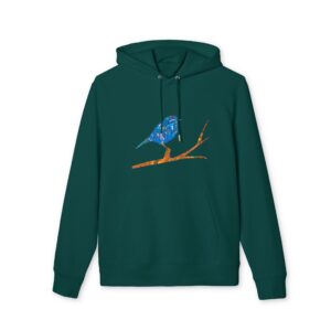 Sweat à capuche bio unisexe - Oiseau bleu détails colorés