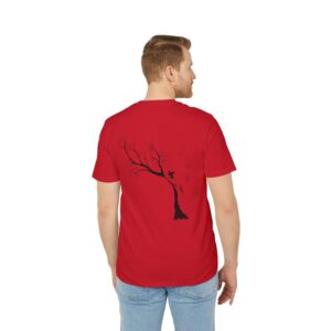 T-shirt bio unisexe - Cerisier fleuri japonais noir dos + face