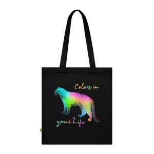Tote bag bio - Panthère colorée moderne épurée