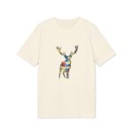 T-shirt bio cerf coloré - design artiste suisse T-shirt en coton bio avec motif cerf coloré, design d’artiste suisse