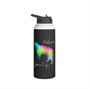 Gourde inox avec paille - Panthère colorée moderne épurée