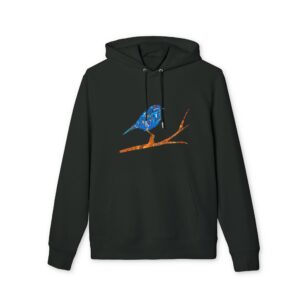 Sweat à capuche bio unisexe - Oiseau bleu détails colorés - Black, 4XL
