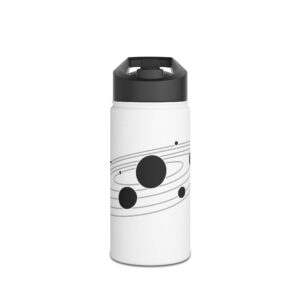 Gourde inox avec paille - Planètes noir simple