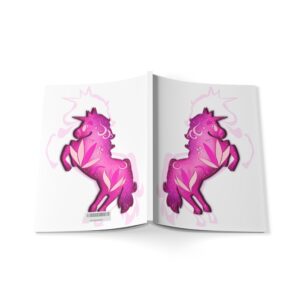 Cahier full cover - Licorne rose avec fleurs  A5 ligné