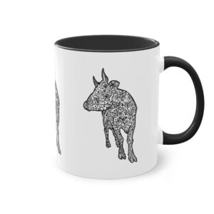 Tasse à café bicolore - Vache noire épurée détaillée