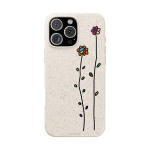 Coque smartphone biodégradable - Fleurs colorées minimaliste
