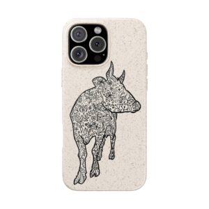 Coque smartphone biodégradable - Vache noire épurée détaillée