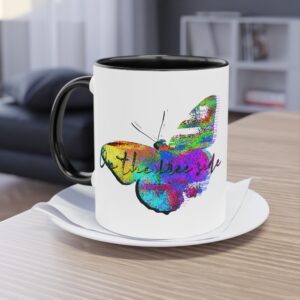Tasse à café bicolore - Papillon FreeSide détaillé