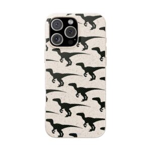 Coque smartphone biodégradable - Vélociraptor dinosaure vert