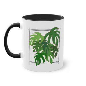 Tasse à café bicolore - Plantes monstera