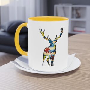 Tasse à café bicolore - Cerf moderne coloré