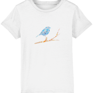 T-shirt enfant bio - Oiseau bleu détails colorés
