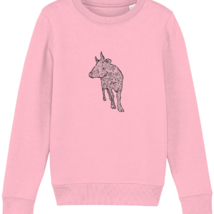 Sweat-shirt enfant bio - Vache noire épurée détaillée