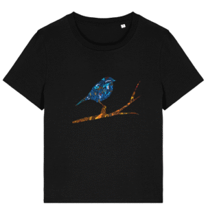 T-shirt femme bio - Oiseau bleu détails colorés