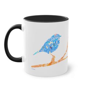 Tasse Mug avec motif oiseau bleu coloré, création originale suisse – Caciome