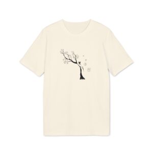 T-shirt bio unisexe - Cerisier fleuri japonais noir