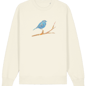 Sweat-shirt unisexe bio - Oiseau bleu détails colorés