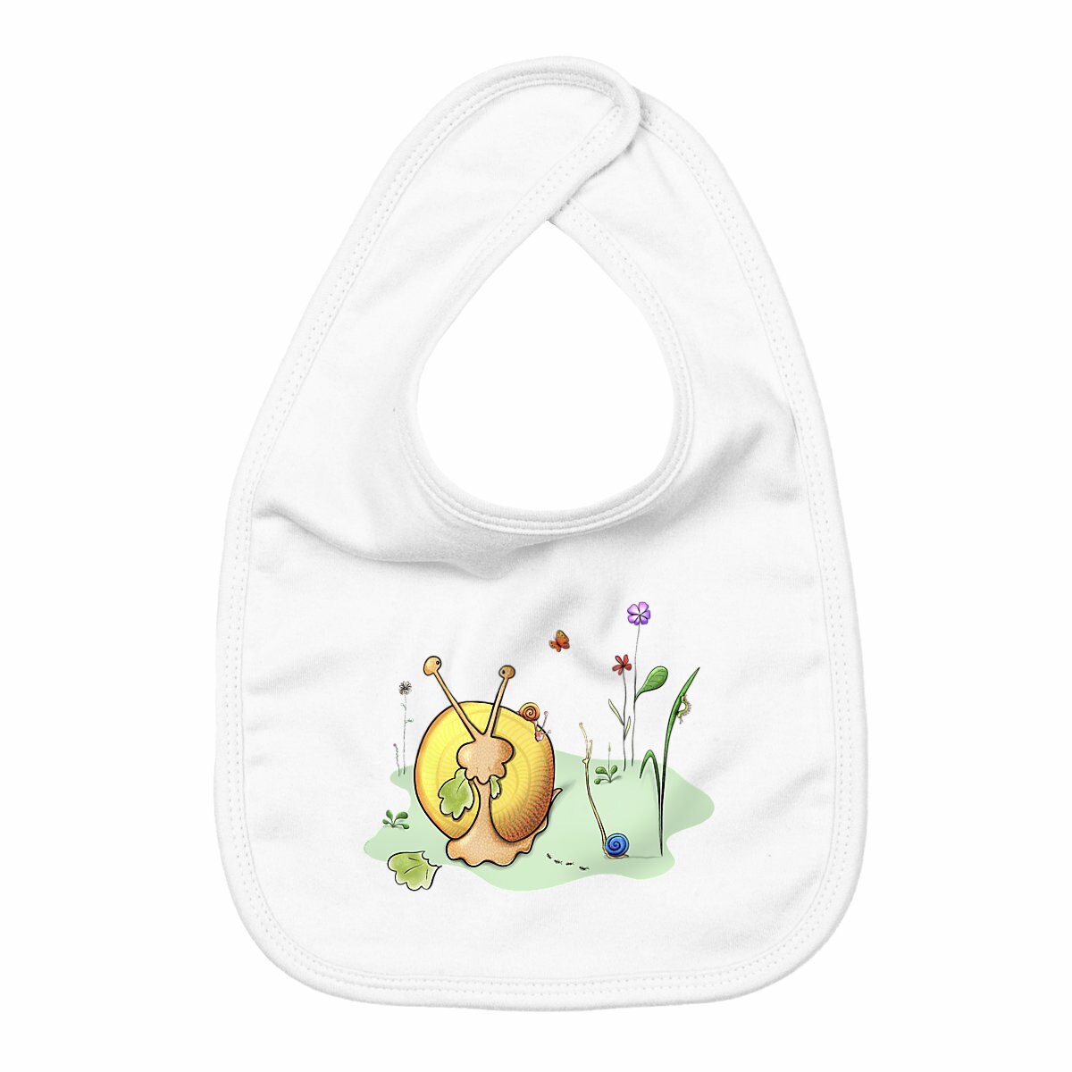 face_blanc_0 Bavoir bio – Famille d'escargots rigolos