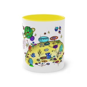 Tasse à café bicolore – Aliens drôles mignons