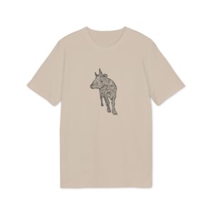 T-shirt bio unisexe – Vache épurée noir détails
