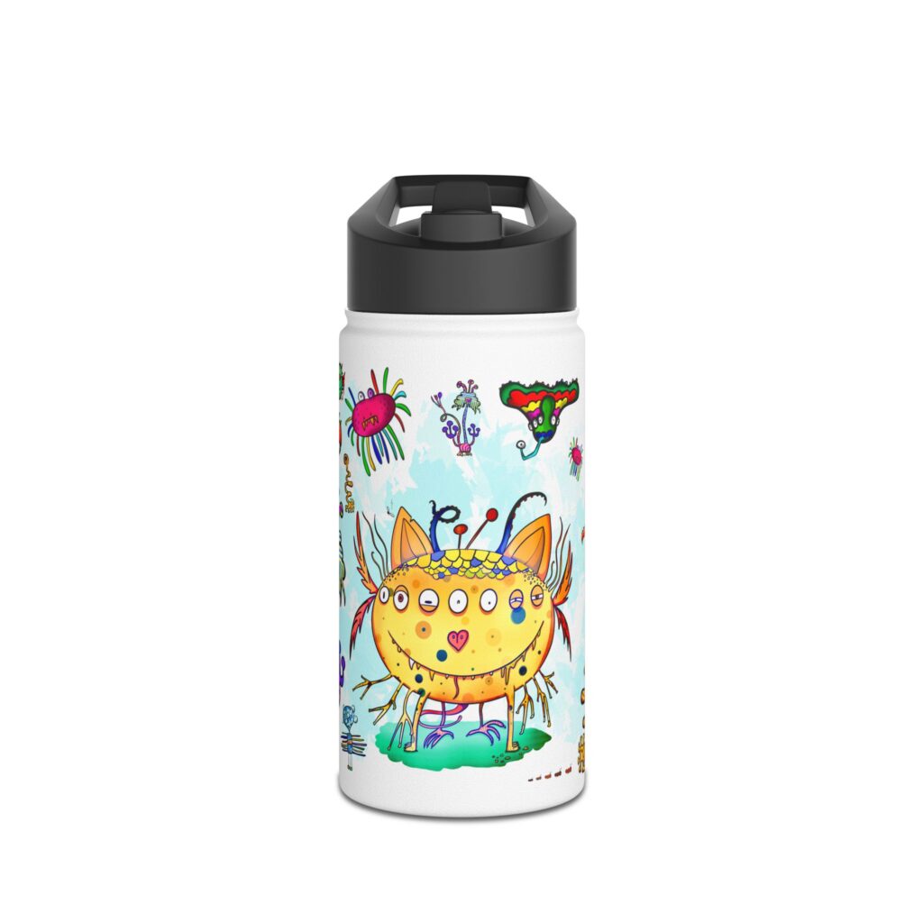 Gourde Inox avec paille - Monstres mignons drôles