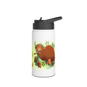 Gourde Inox avec paille - Sangliers drôles forêt
