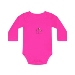 Body bébé bio manches longues - Triple fleurs colorées