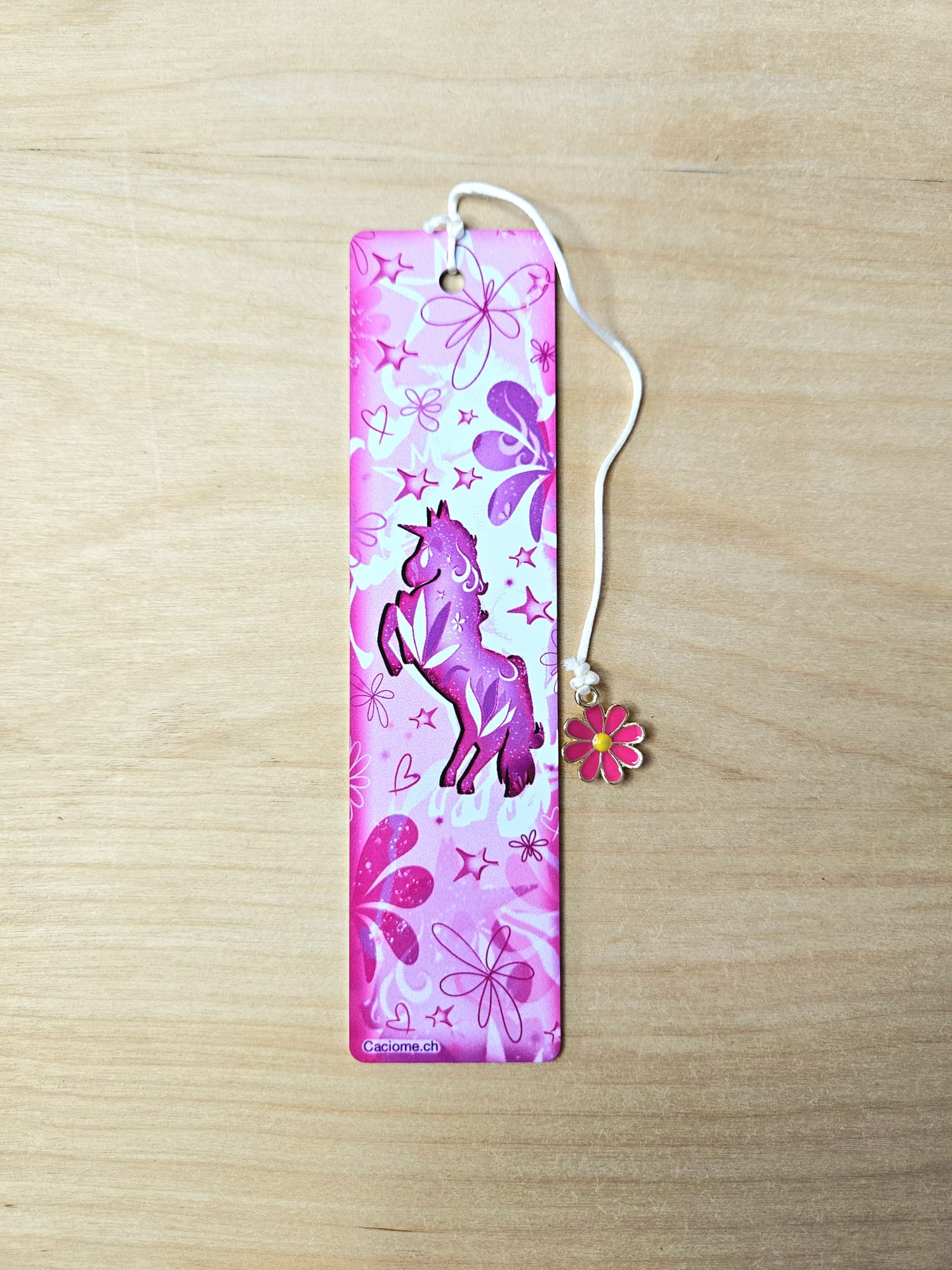 marque page licorne rose d