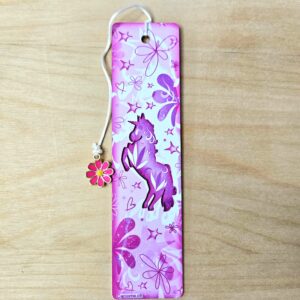 Marque-page métal - Licorne rose