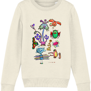 Sweat-shirt enfant bio – Monstres drôles colorés