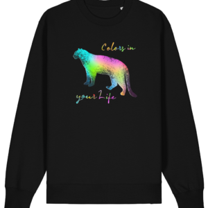 Sweat-shirt unisexe bio – Panthère colorée