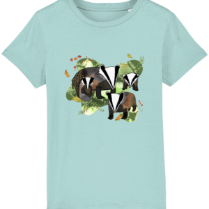 T-shirt enfant bio – Famille de blaireaux nature