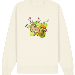 Sweat-shirt unisexe bio – Cerf Famille forêt