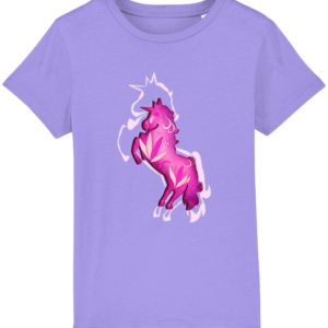 T-shirt enfant bio – Licorne rose avec fleurs