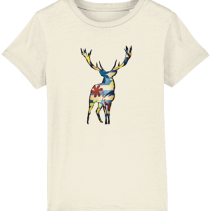 T-shirt enfant bio – Cerf moderne coloré
