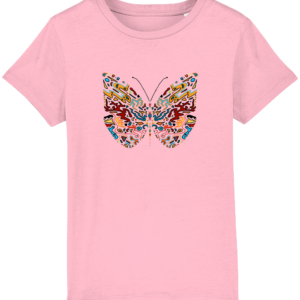 T-shirt enfant bio – Papillon coloré détails