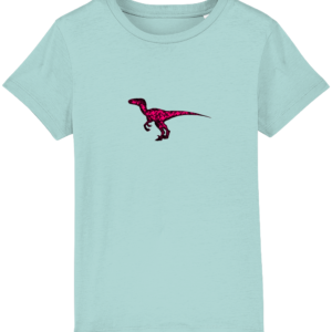 T-shirt enfant bio – Velociraptor rose dino