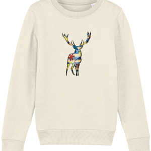 Sweat-shirt enfant bio – Cerf coloré forêt