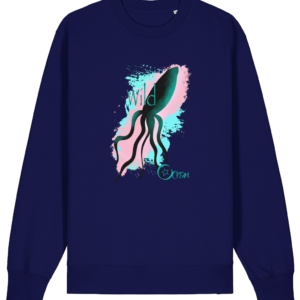 Sweat-shirt unisexe bio – Calamar océan épuré