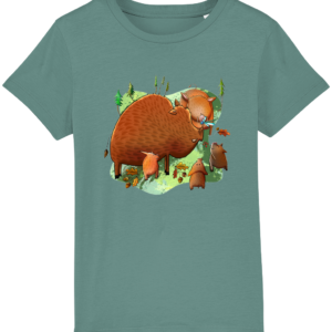T-shirt enfant bio – Famille sangliers forêt