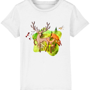 T-shirt enfant bio – Famille de cerfs forêt