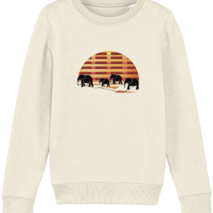 Sweat-shirt enfant bio – Éléphants couché de soleil