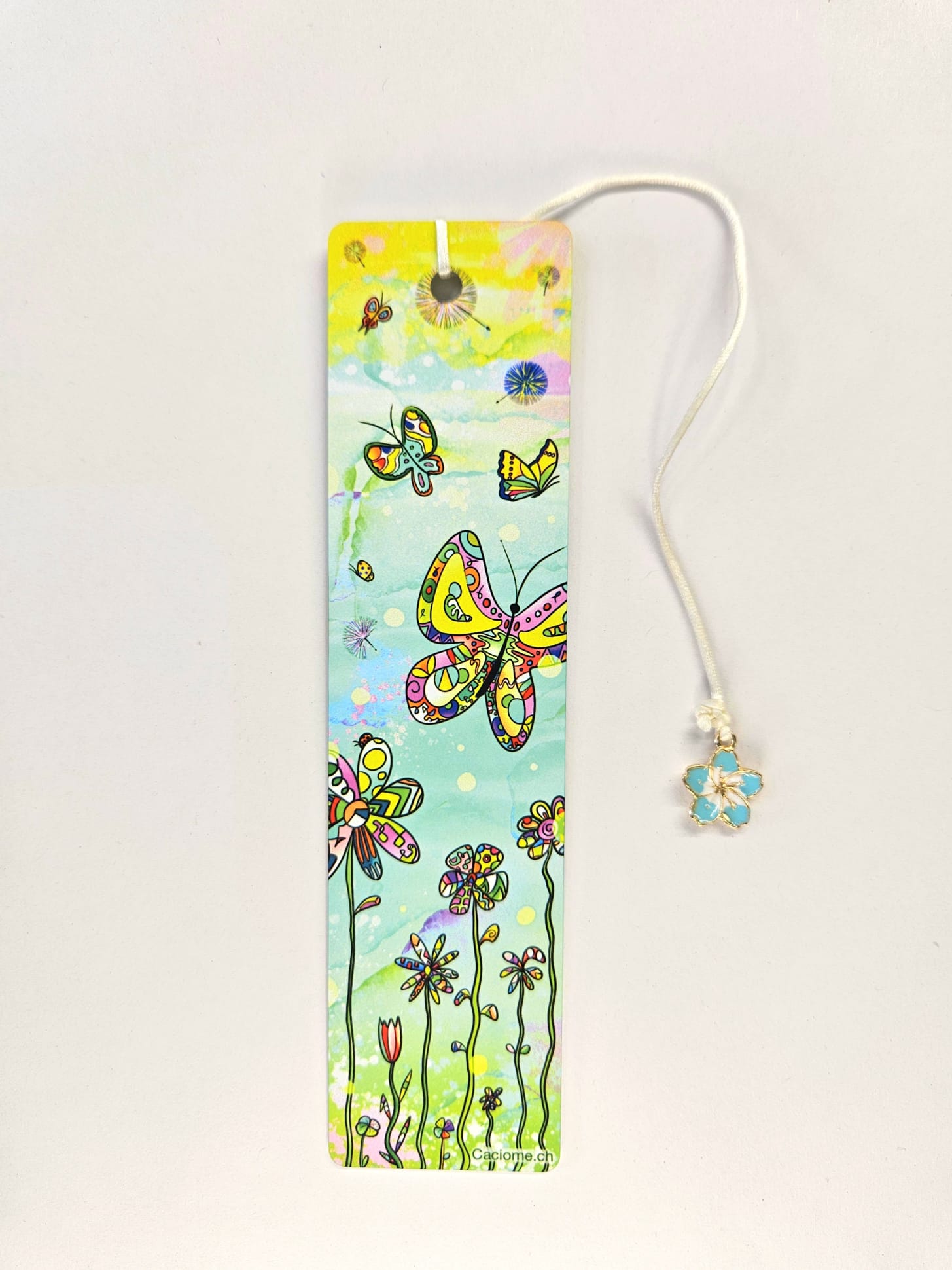 Marque-page métal - Printemps fleurs et papillons