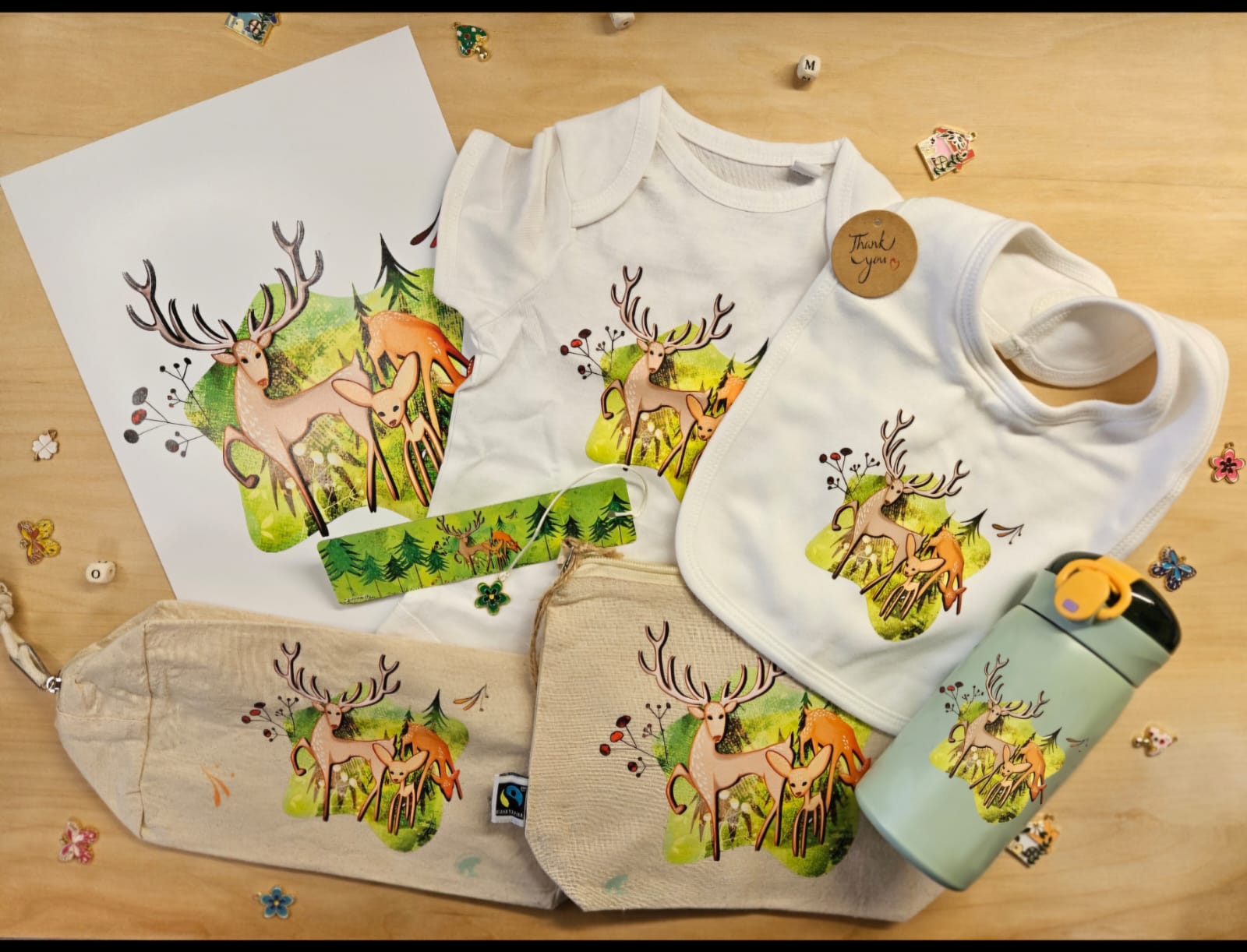 Coffret naissance cerf nature détaillé