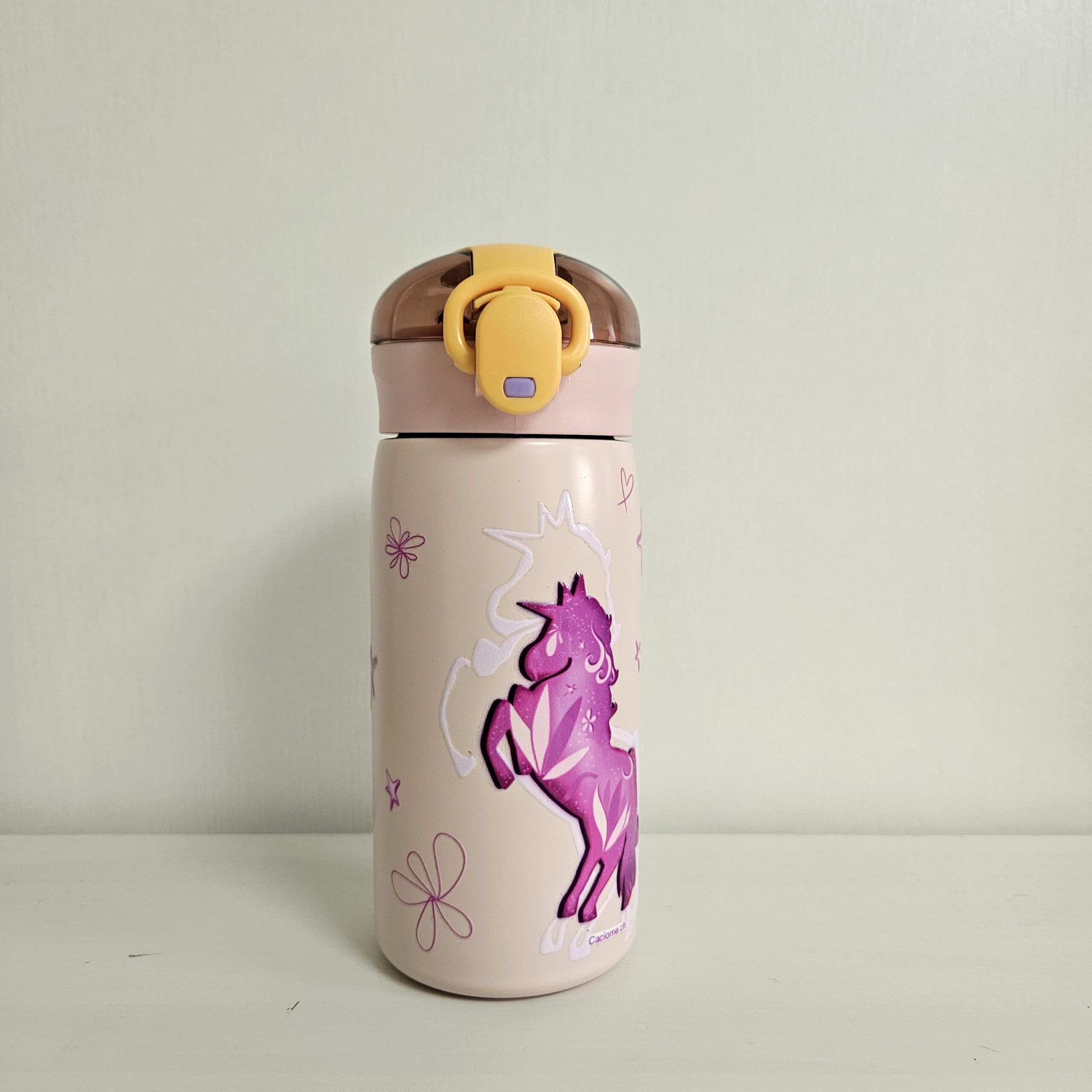 Gourde enfants inox avec paille Mini – Licorne rose avec fleurs Gourde enfants inox avec paille Mini – Licorne rose avec fleurs